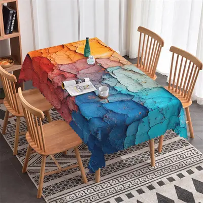 Colorful Dry Crack And Broken Rectangle Tablecloth - Aperturee