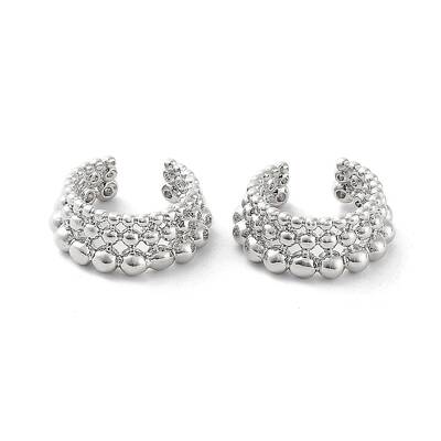 Round Ball Brass Cuff Earrings