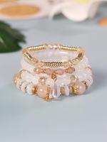 4pcs/set Boho Style Multi-layer Beaded Bracelet, Glass Bracelet For Women For Daily Decoration, Fashionable Jewelry for Women