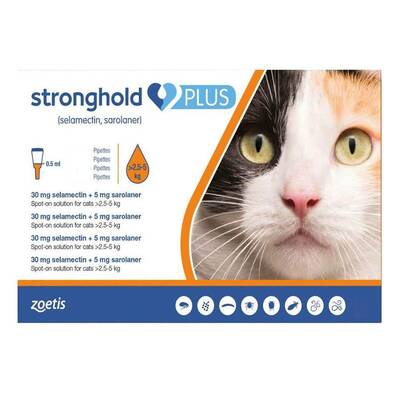 Stronghold Plus For Medium Cats 5.5-11lbs (2.5-5kg) Orange 6 Pack