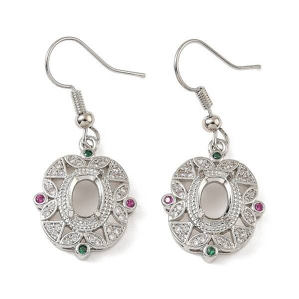 Rack Plating Brass with Cubic Zirconia Earring Hooks