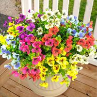 Artificial Pansy Flower, Fake Silk Pansy, Faux Plastic Plants for Home Outside Garden Planter Front Door Porch Yard Patio Dec...