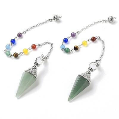 Natural Green Aventurine Hexagonal Pointed Dowsing Pendulums