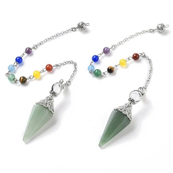 Natural Green Aventurine Hexagonal Pointed Dowsing Pendulums