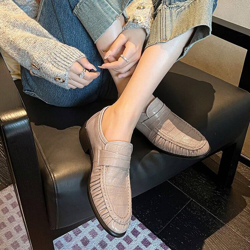 CHIKO Agustina Round Toe Block Heels Loafers Shoes
