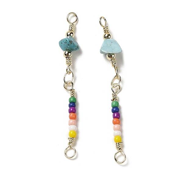 Natural Turquoise & Glass Connector Charms