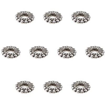 200pcs Large Hole Spacer Beads Tibetan Alloy Antique Silver Donut Rondelle Jewelry Spacers for Bracelet Jewelry Making