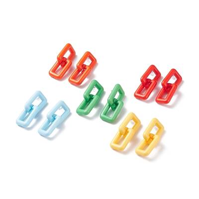 Acrylic Double Interlocked Rectangle Dangle Stud Earrings for Women