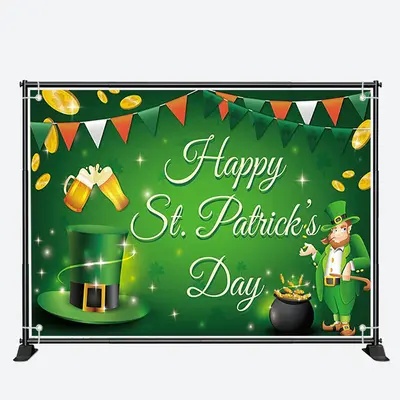 Green Flags Top Hat Gold St Patricks Day Backdrop - Aperturee
