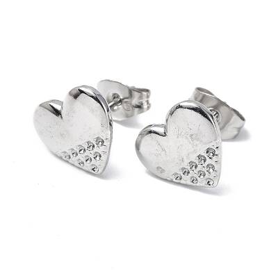 Non-Tarnish 304 Stainless Steel Heart Stud Earrings for Women