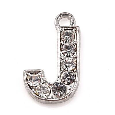 Alloy Rhinestone Letter Charms