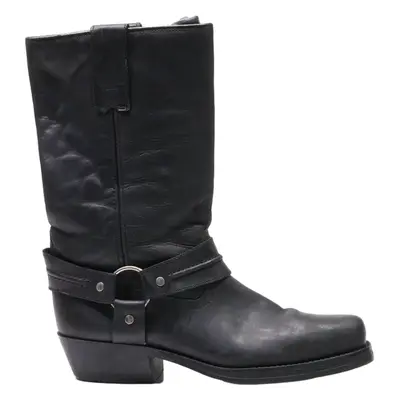 KENTUCKY WESTERN Cowboy Boots Black Leather Mens UK 8