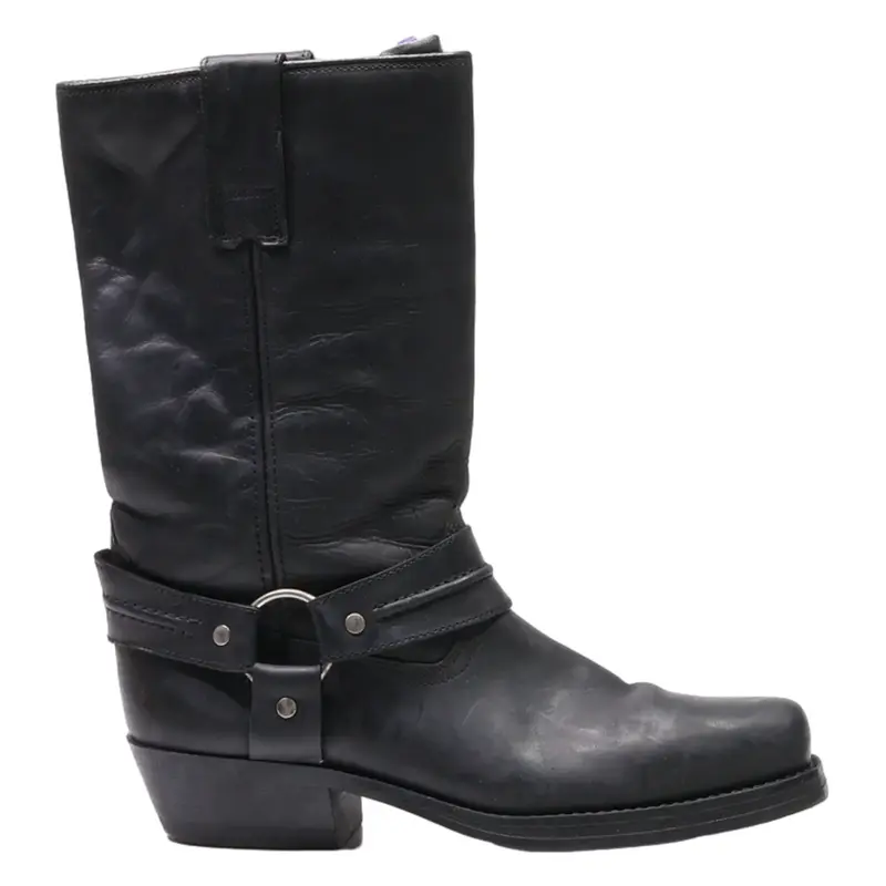 KENTUCKY WESTERN Cowboy Boots Black Leather Mens UK 8