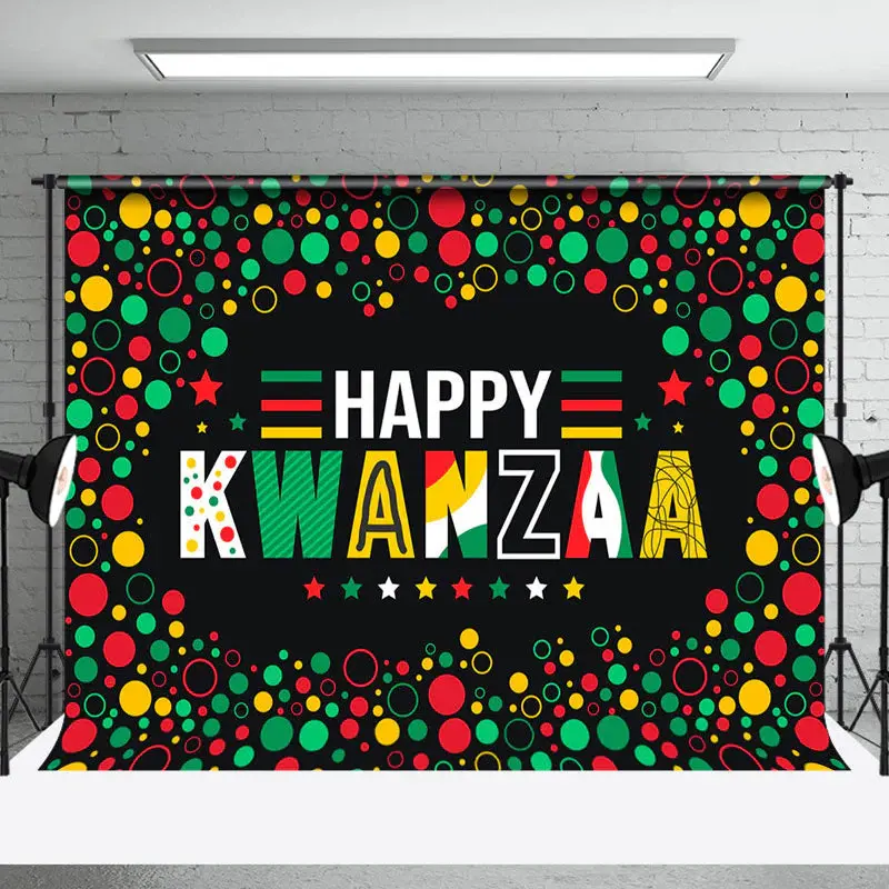 Green Red Yellow Dots Tribal Happy Kwanzaa Backdrop - Aperturee