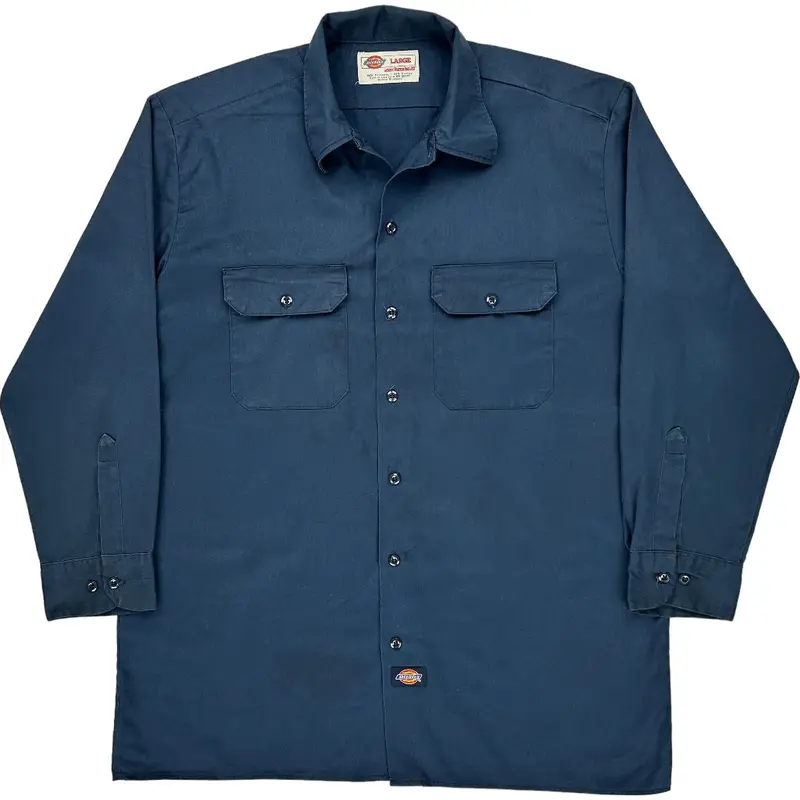 Dickies Shirt - Large - Navy Polyester Blend