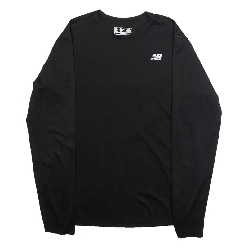 NEW BALANCE Mens T-Shirt Black Long Sleeve M