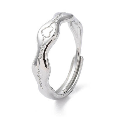 Non-Tarnish 304 Stainless Steel Heart Beat Adjustable Rings