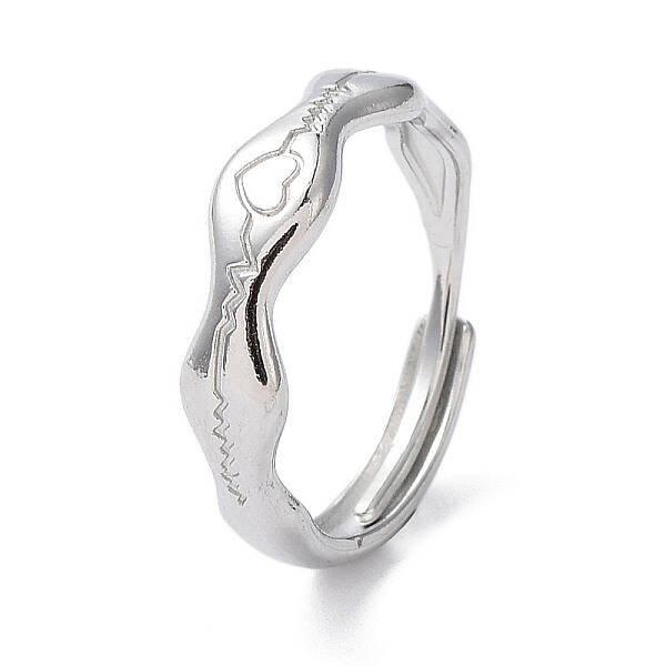 Non-Tarnish 304 Stainless Steel Heart Beat Adjustable Rings