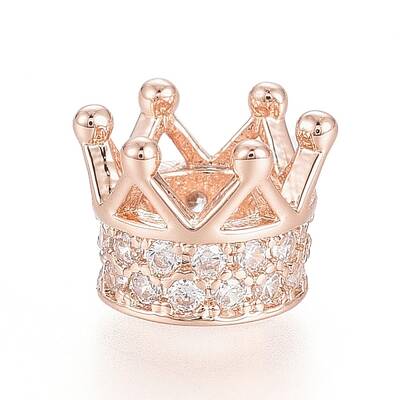 Brass Micro Pave Cubic Zirconia Beads