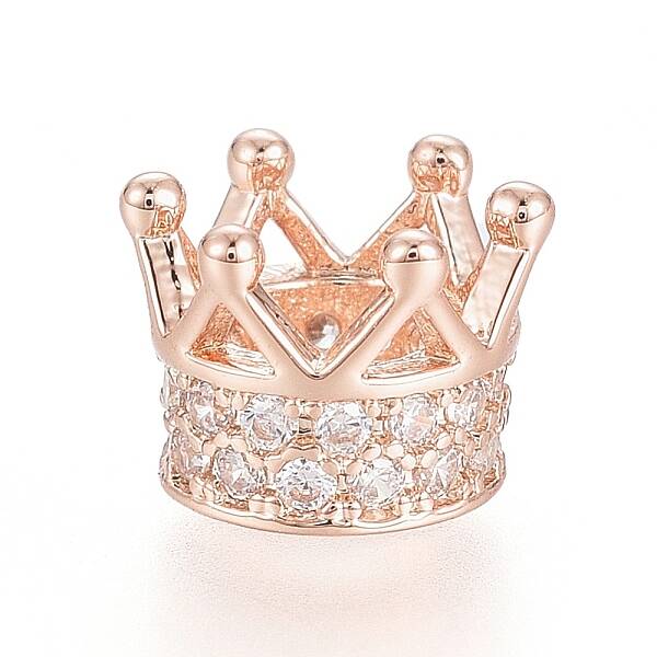 Brass Micro Pave Cubic Zirconia Beads