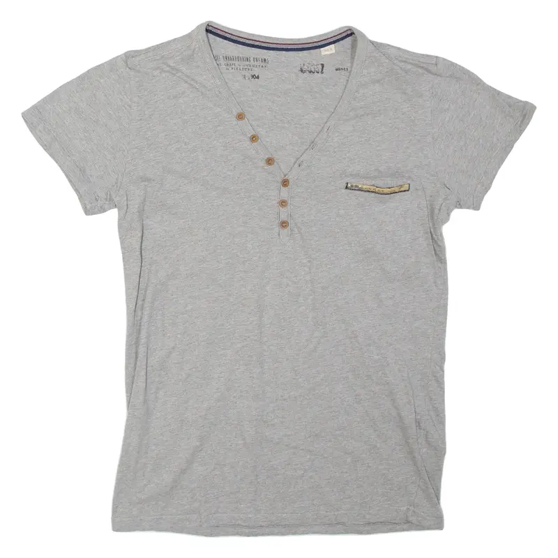 DIESEL Boys T-Shirt Grey Button Neck XL