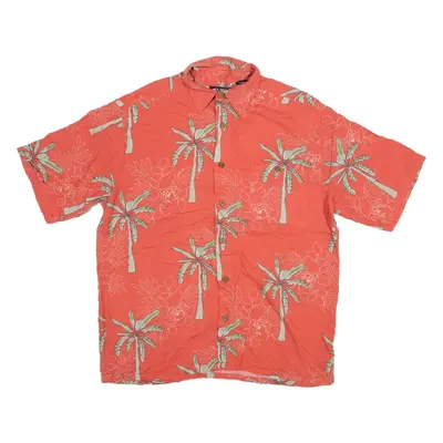 PURITAN Mens Hawaiian Shirt Orange Floral M