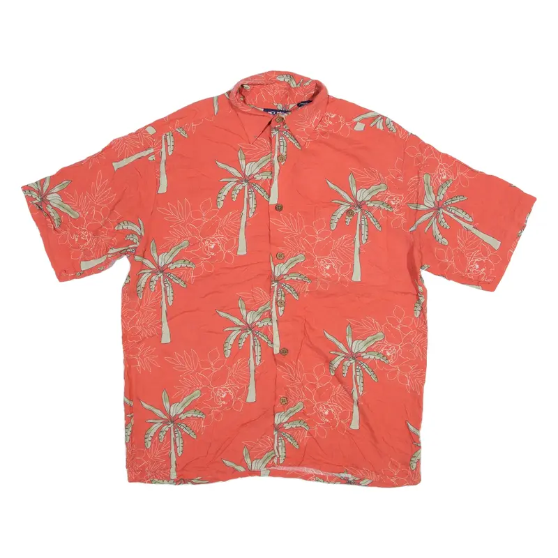 PURITAN Mens Hawaiian Shirt Orange Floral M