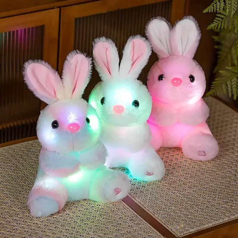 25cm/9.84in Led Rabbit Plush Toys, 1 Count Glow in The Dark Rabbit Plushies Lighting Up Stuffed Animal Dolls Rabbit Led Plush...