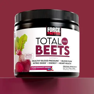Force Factor Total Beets Pomegranate Berry Powder with Nitrates for Circulation, Blood Flow, Energy, Endurance, Cardiovascula...