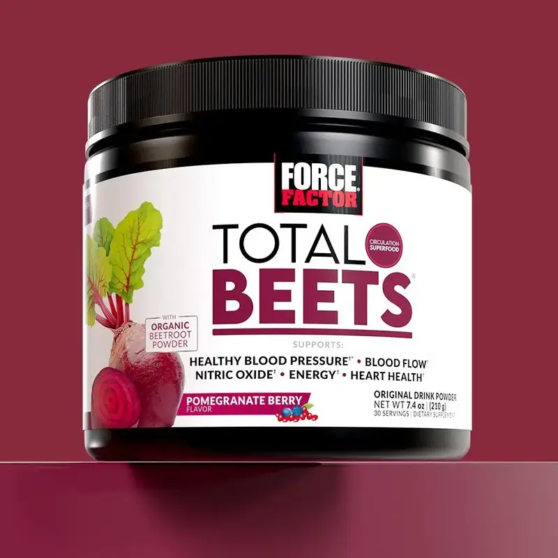 Force Factor Total Beets Pomegranate Berry Powder with Nitrates for Circulation, Blood Flow, Energy, Endurance, Cardiovascula...