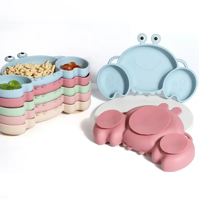 Silicone Crab Design Suction Cup Bowl, 1 Count Baby Feeding Bowl, Anti-drop Integrated Suction Cup Bowl, Baby Dinnerware, Bab...