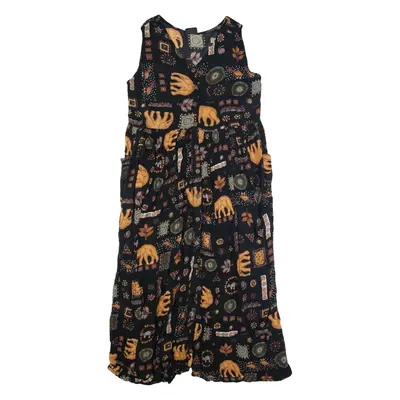 BILA Womens Maxi Dress Blue 90s Crazy Pattern Sleeveless Long L
