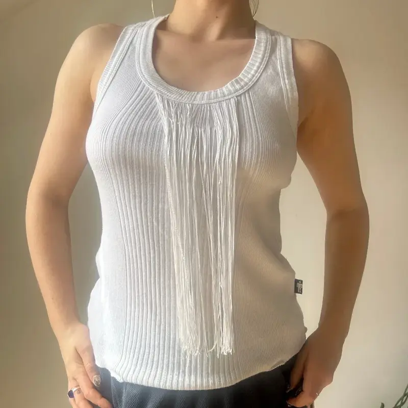 Jpg Jeans Vest - Small White Cotton
