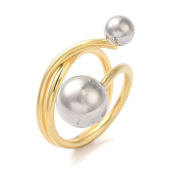 Brass Round Ball Open Cuff Rings for Women