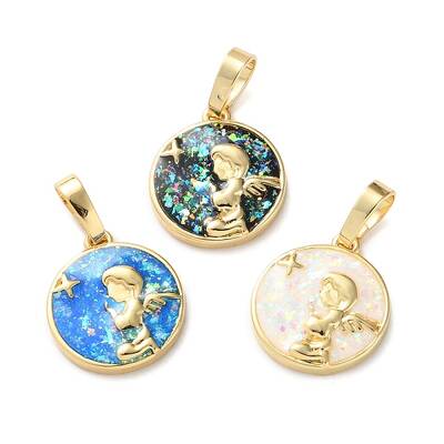 Brass Micro with Sythetic Opal Pendants
