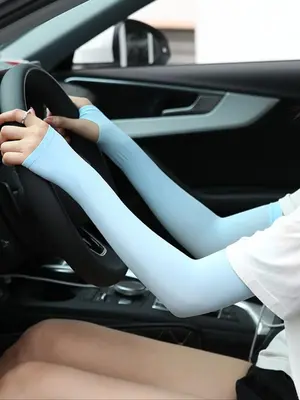 1 Pair Ice Silk Sunscreen Sleeves for Galentineday Gift, Soft and Comfortable Sleeves for Autumn and Winter, Outdoor Sports C...