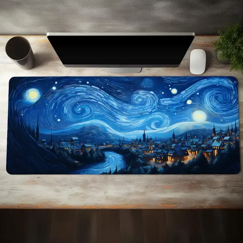 Night Starry Sky Space Galaxy Mouse Pad, Gamer Computer Large Mouse Mat Keyboard Pad, Soft Natural Rubber Anti-slip Mouse Mat...