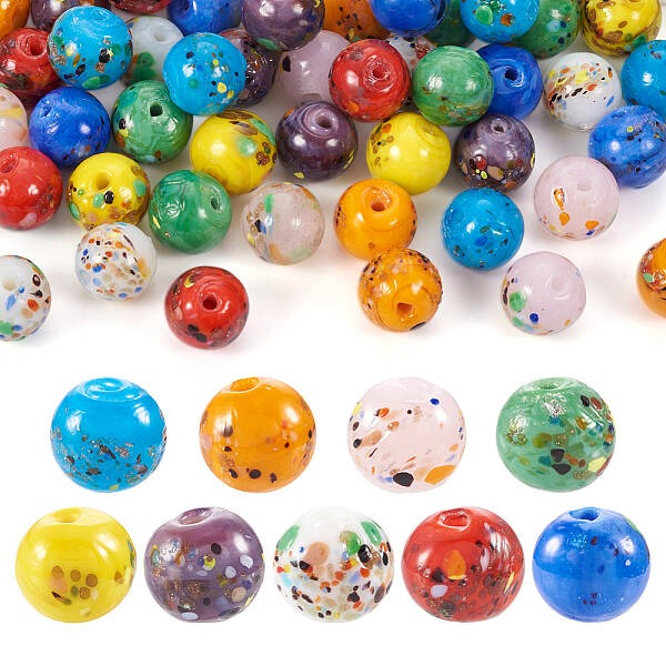 54Pcs 9 Colors Handmade Lampwork Beads