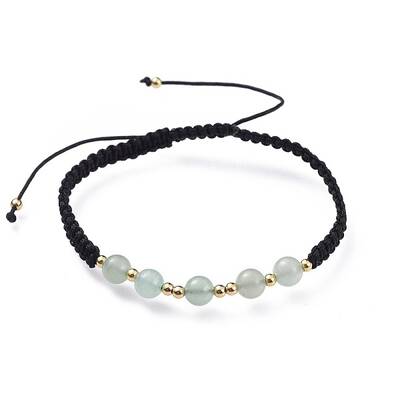 Adjustable Natural Green Aventurine Braided Bead Bracelets