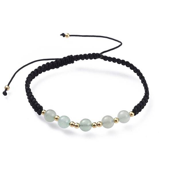 Adjustable Natural Green Aventurine Braided Bead Bracelets