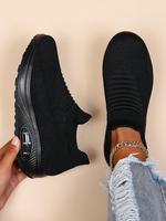 Women's Fashionable Solid Color Low Top Slip on Sneakers, Stylish Walking Shoes, Breathable Athletic Lightweight Sneakers, Ca...