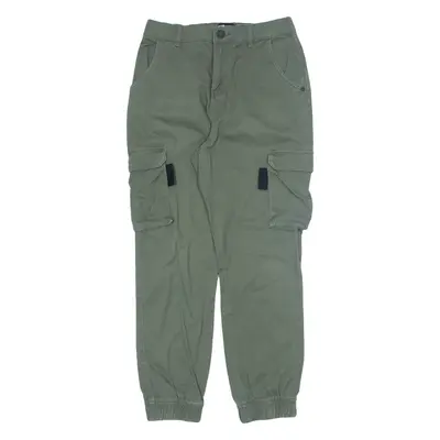 FB SISTER Cargo Trousers Green Relaxed Tapered Womens W27 L26