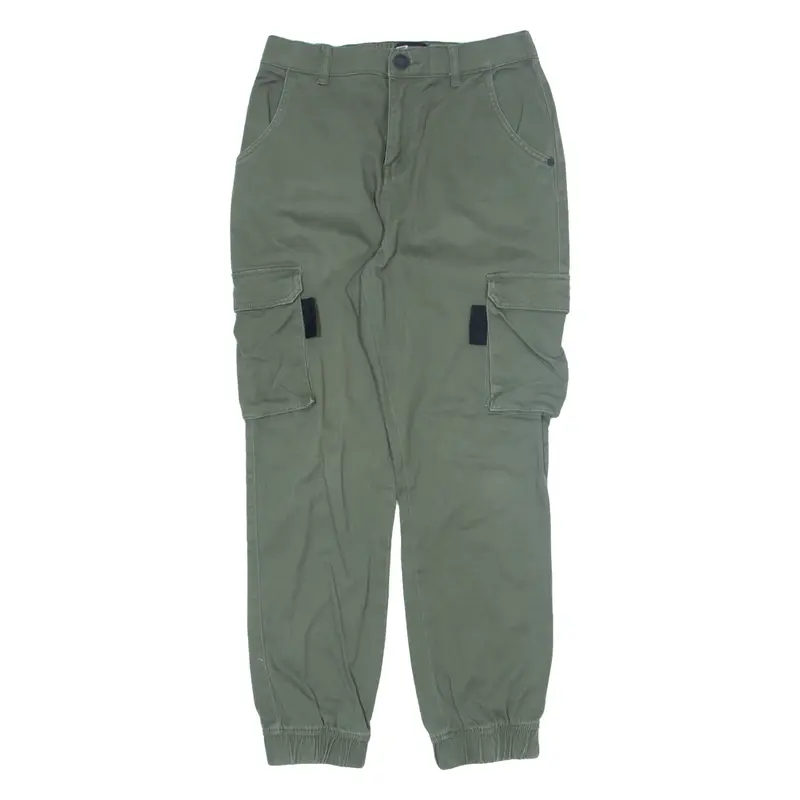 FB SISTER Cargo Trousers Green Relaxed Tapered Womens W27 L26