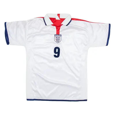 England Mens Football Shirt Jersey White Button Neck M