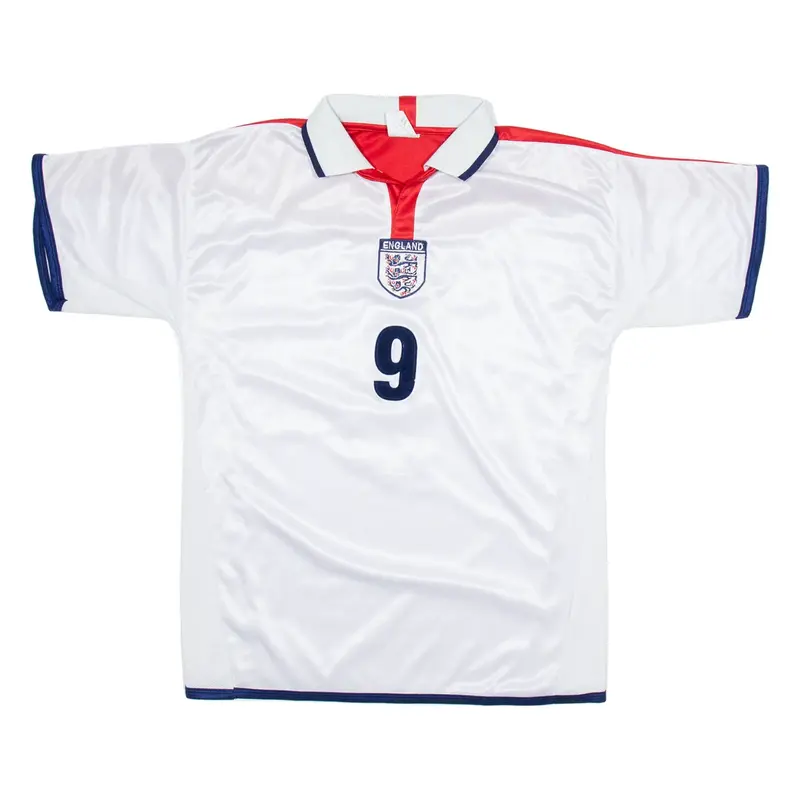 England Mens Football Shirt Jersey White Button Neck M
