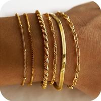 Tewiky  Bracelets for Women Waterproof,  Jewelry Sets for Women Trendy Thin Dainty Stackable Cuban Link Paperclip Chain Brace...