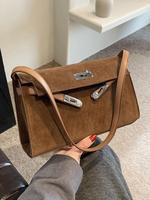 Women's Elegant Belted Design Suede Crossbody Bag, Trendy Minimalist Fashion Crossbody Bags, Chic All-match Crossbody Bag for...