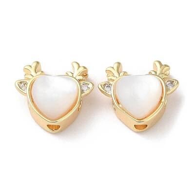 Brass Micro Pave Cubic Zirconia Beads