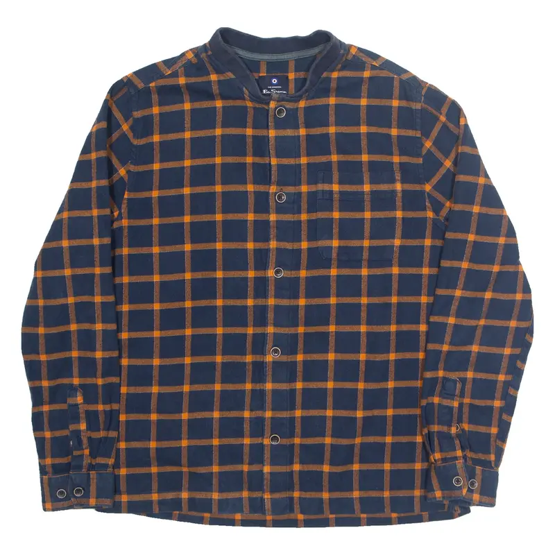 BEN SHERMAN Mens Shirt Blue Check Long Sleeve M