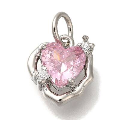 Rack Plating Brass Micro Pave Cubic Zirconia Charms